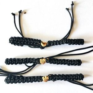 Black Macrame Bracelet Handmade with Heart